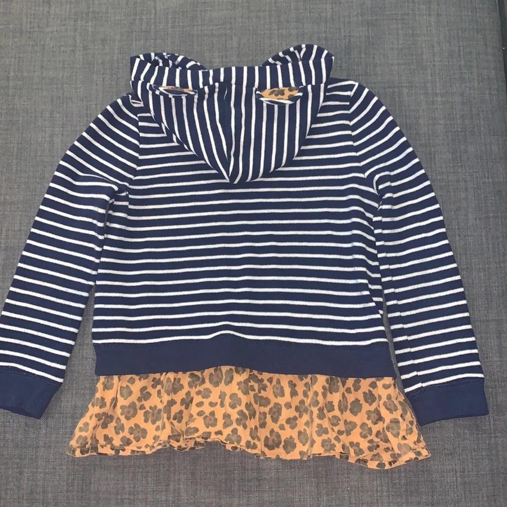 Tucker + Tate Pullover Top Hoodie with Ears Blue White 8 Stripes Animal Print